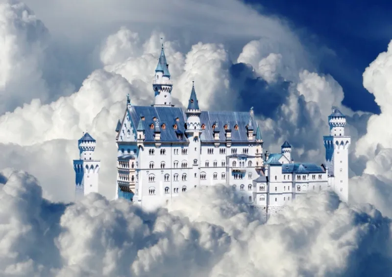 Neuschwanstein Castle in Clouds
