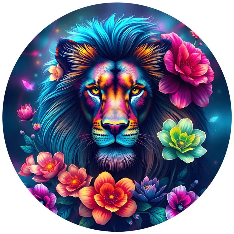 Round Puzzle - Rainbow Lion